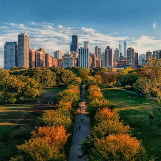 Views of Chicago from Lincoln Park.